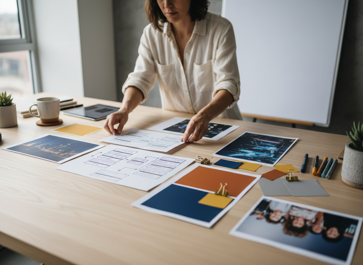 Event organizer planning the visual hierarchy for a promotional poster.
