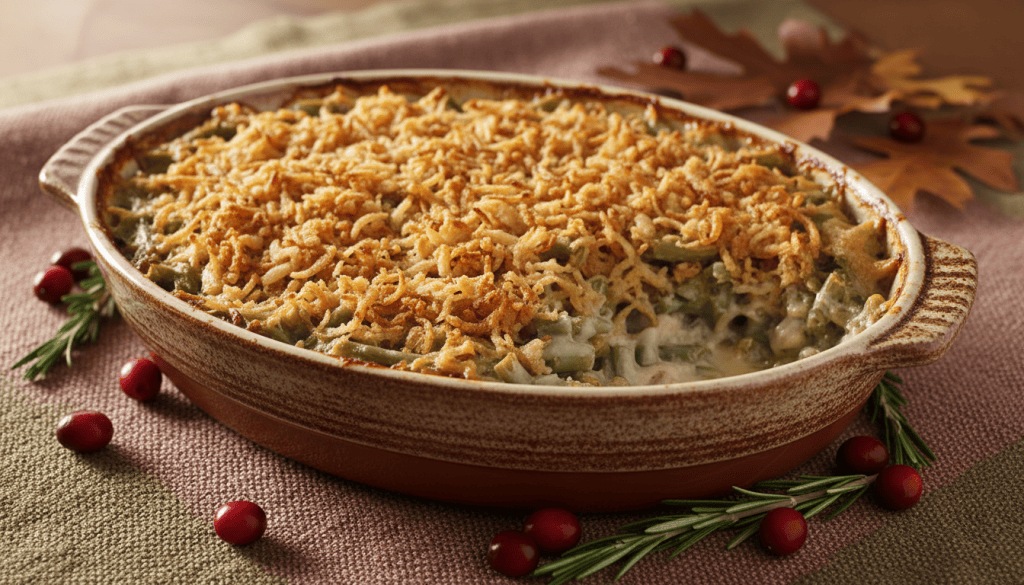 Finished Green Bean Casserole From Scratch