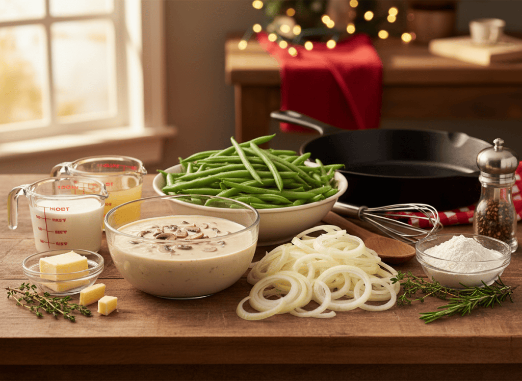 Ingredients for Green Bean Casserole From Scratch