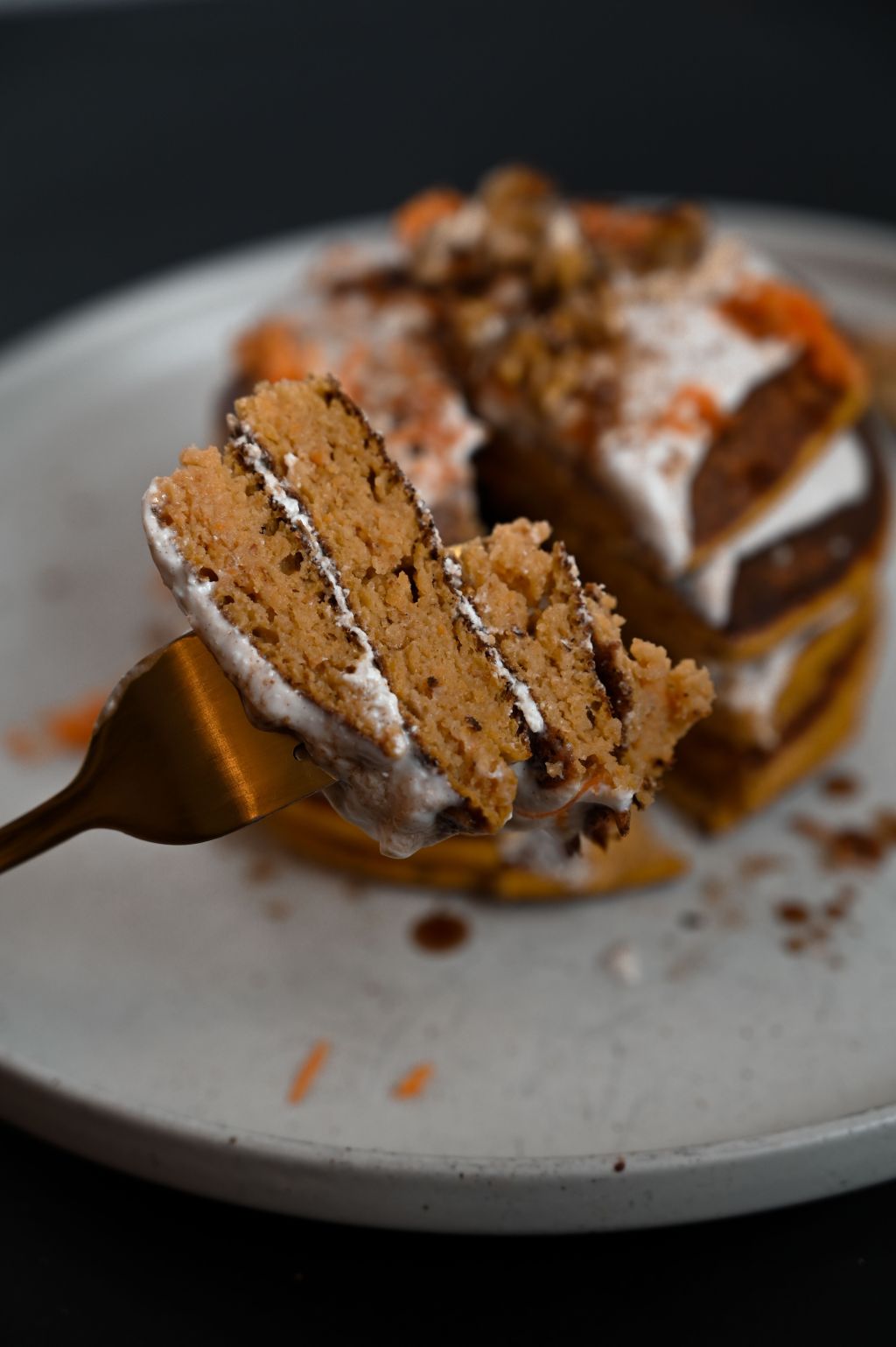 Pumpkin spice pancakes stacked for an autumn breakfast.