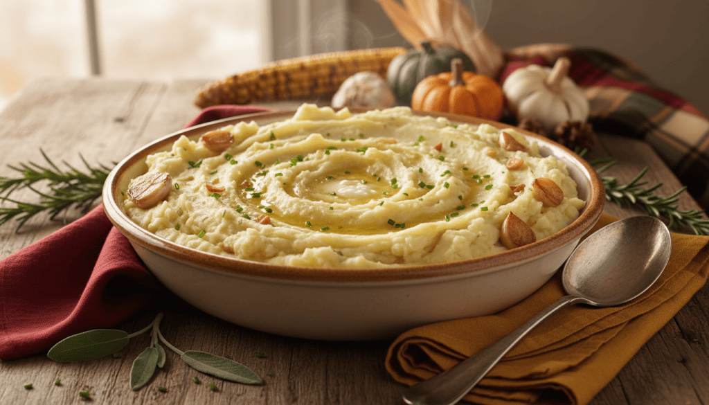 Finished Roasted Garlic Mashed Potatoes