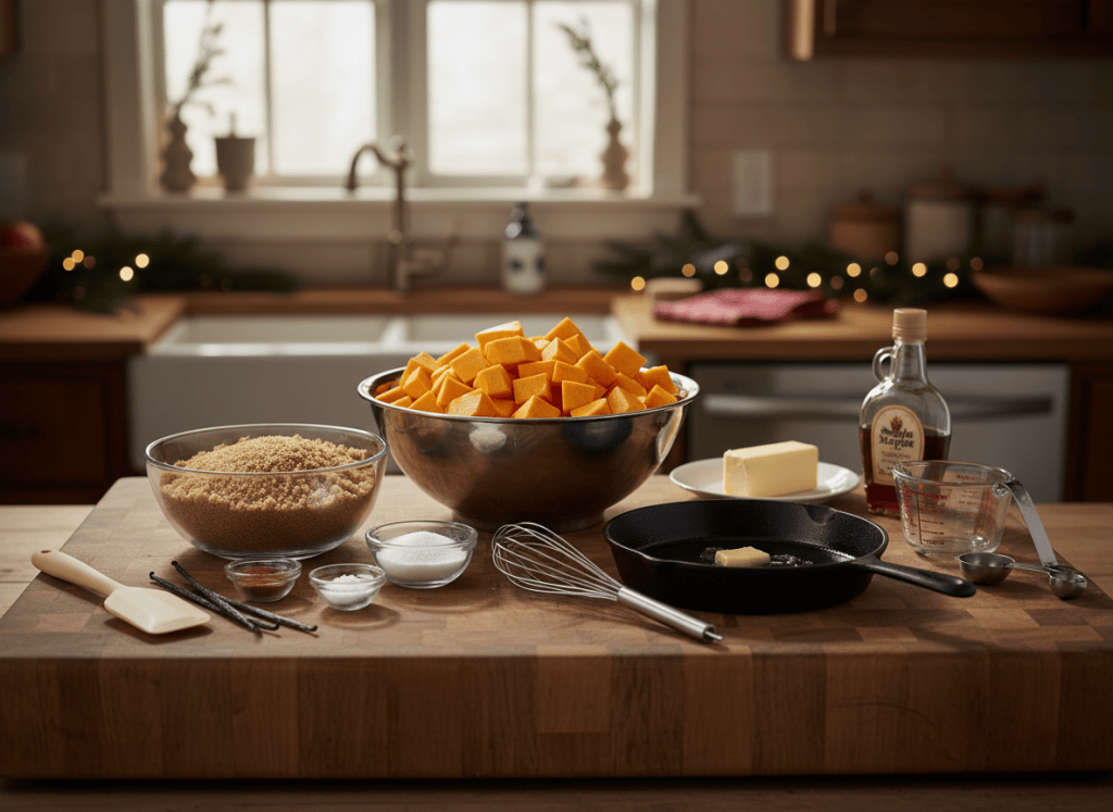 Ingredients and preparation items for Southern Candied Yams